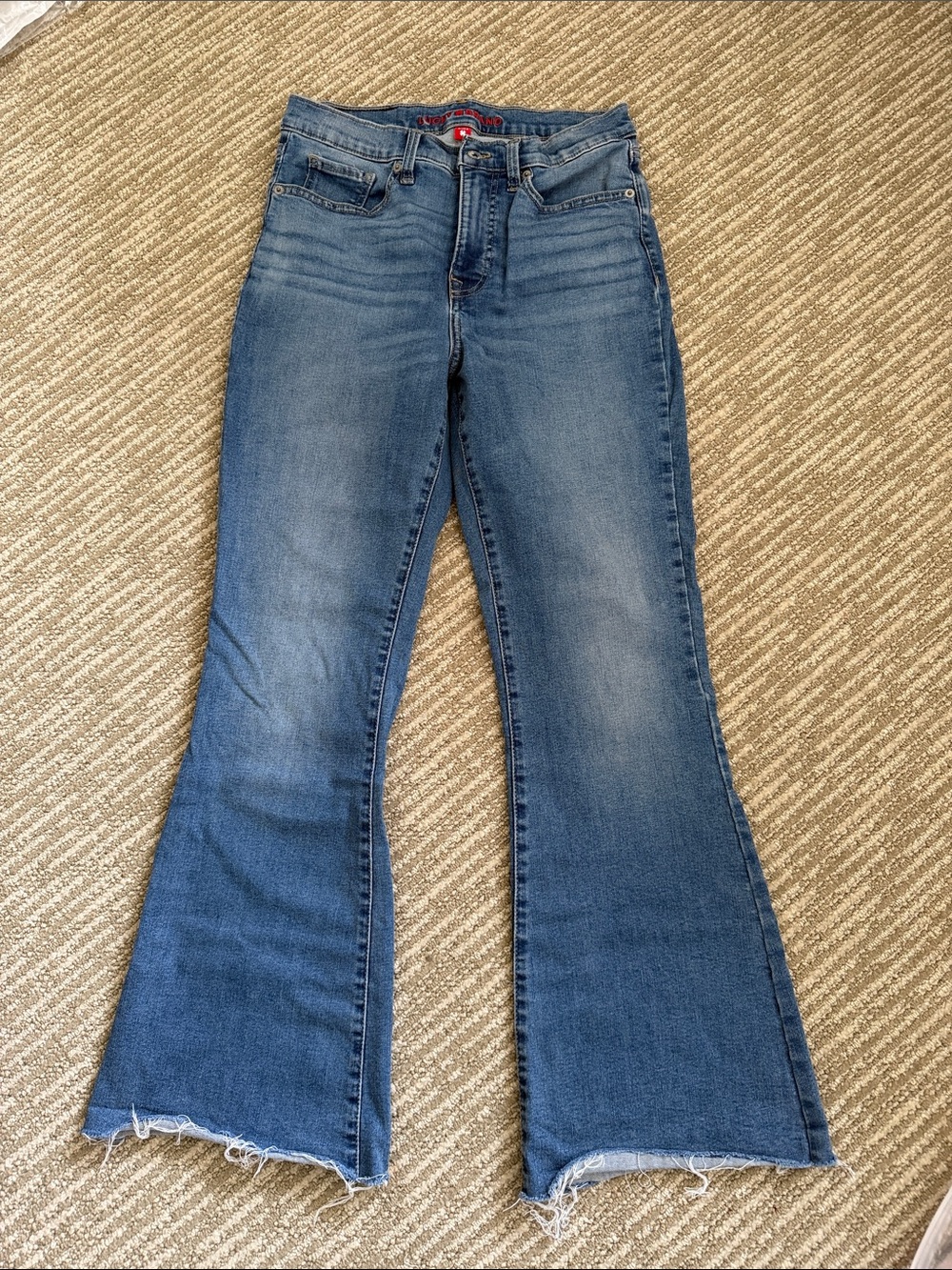 Lucky Brand Blue Flare Jeans with Raw Hem